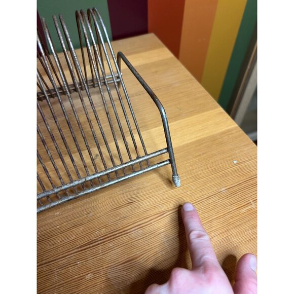 Gold LP record racks holder brass organization collection patina tarnished - Picture 3 of 5